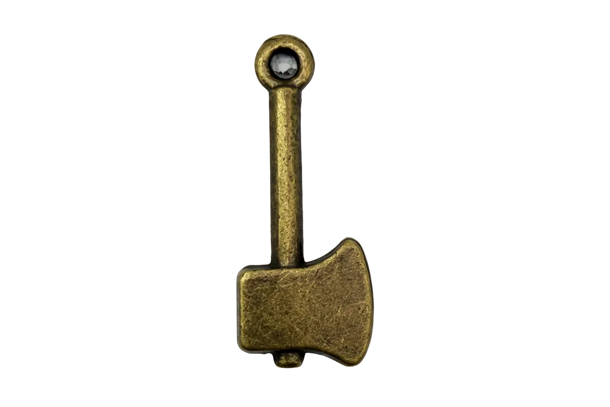 Antique gold hatchet charm with textured vintage finish