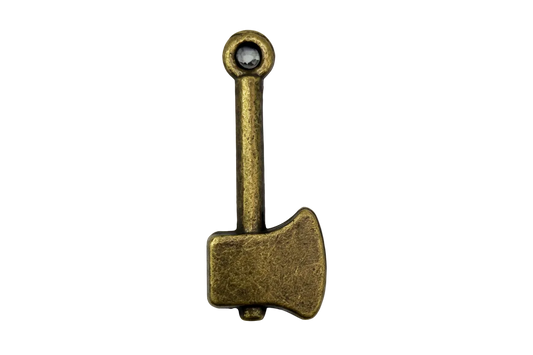 Antique gold hatchet charm with textured vintage finish