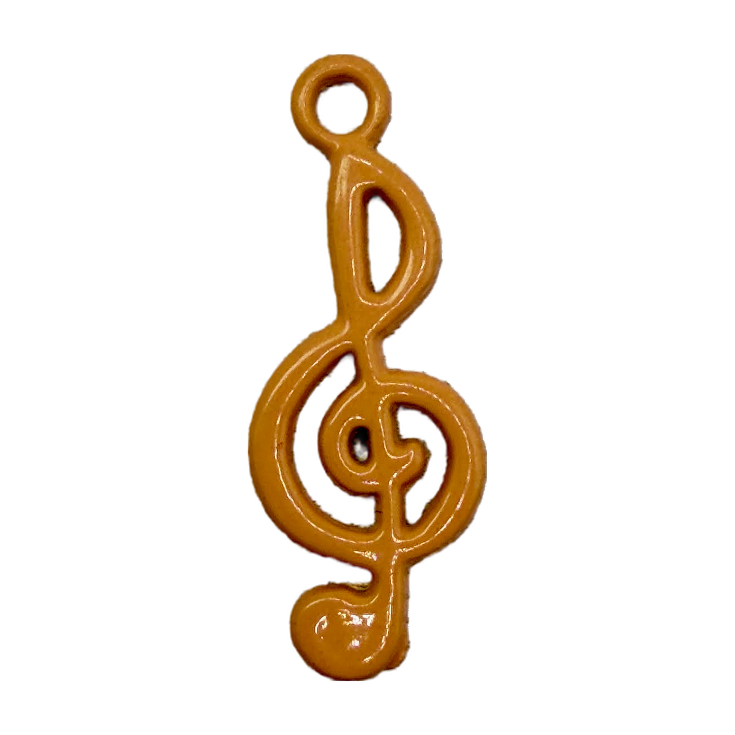 Glossy amber treble clef music note in gold finish