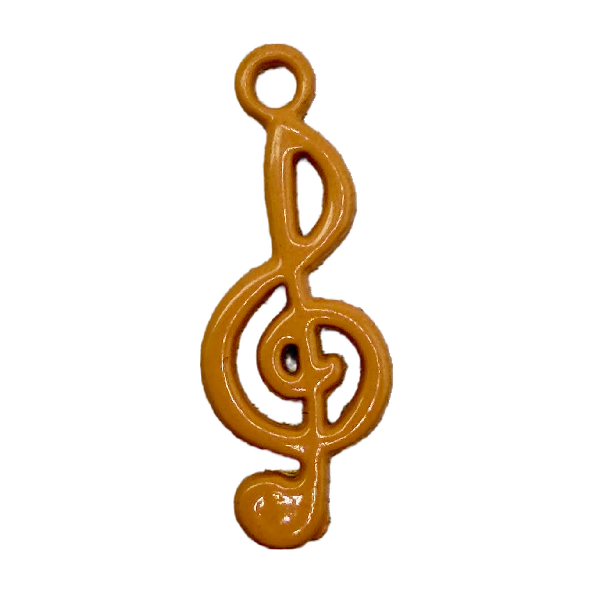 Glossy amber treble clef music note in gold finish