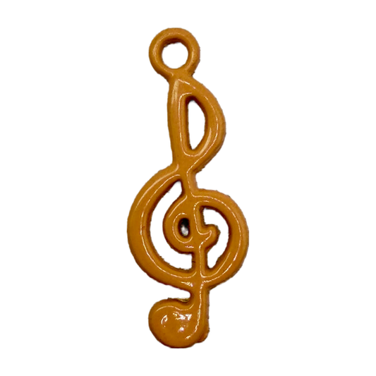 Glossy amber treble clef music note in gold finish
