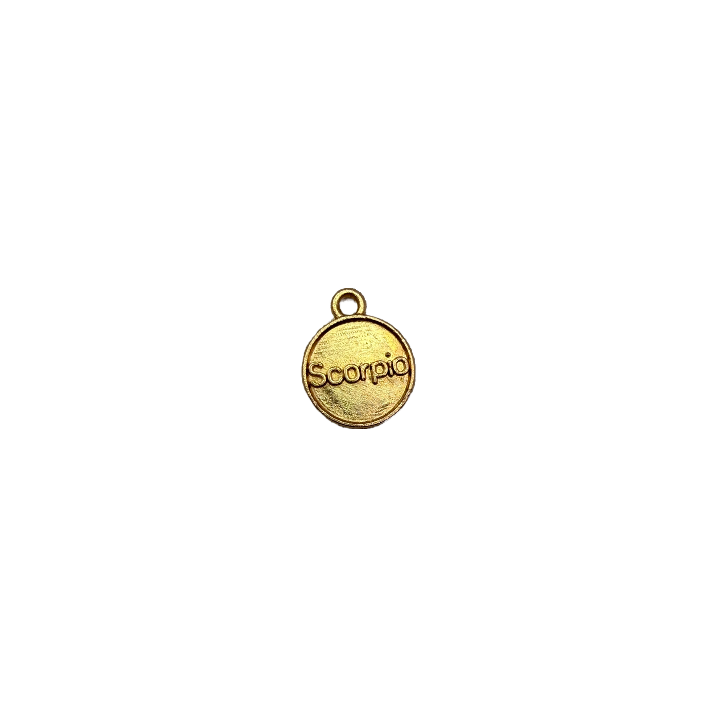 Gold Scorpio coin with raised lettering