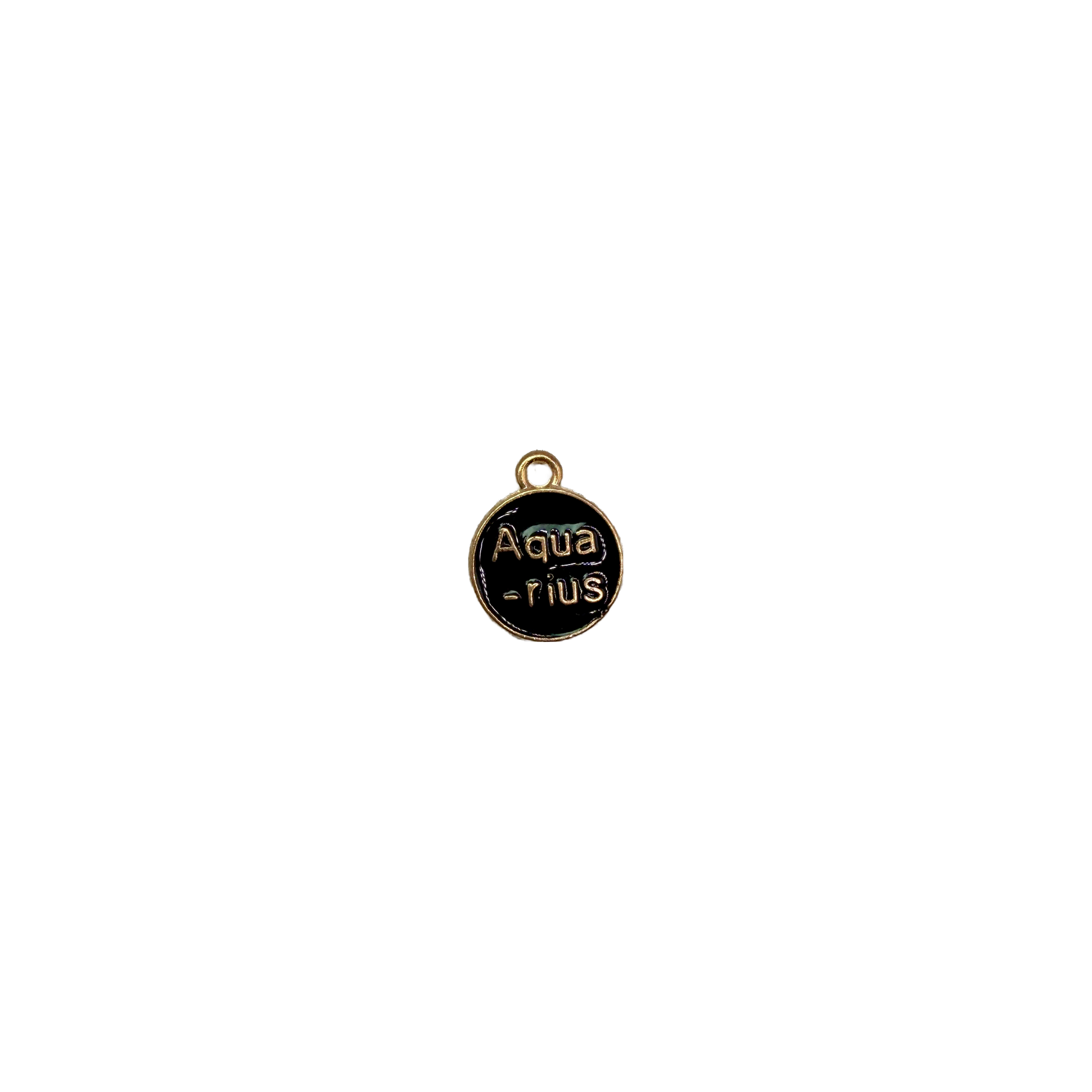 Black enamel Aquarius disc with raised gold lettering