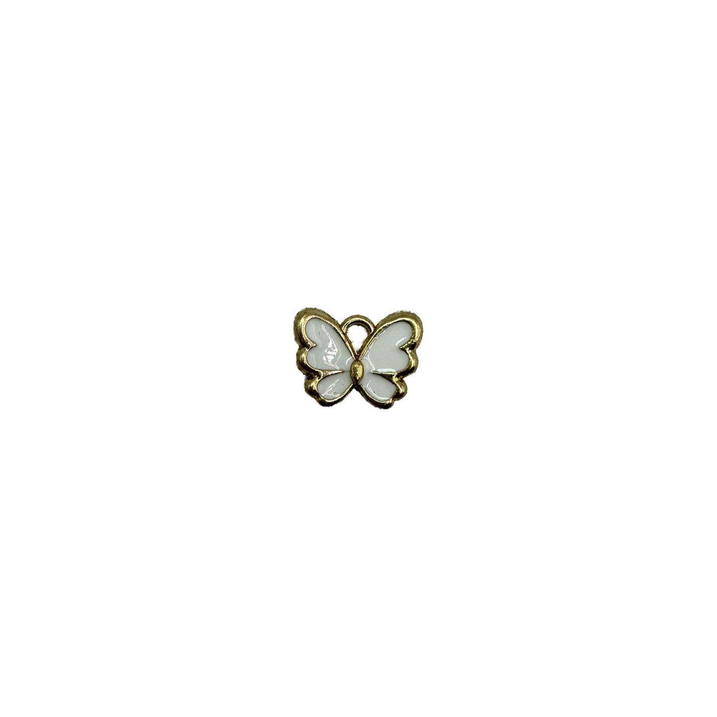 White enamel butterfly with gold outline