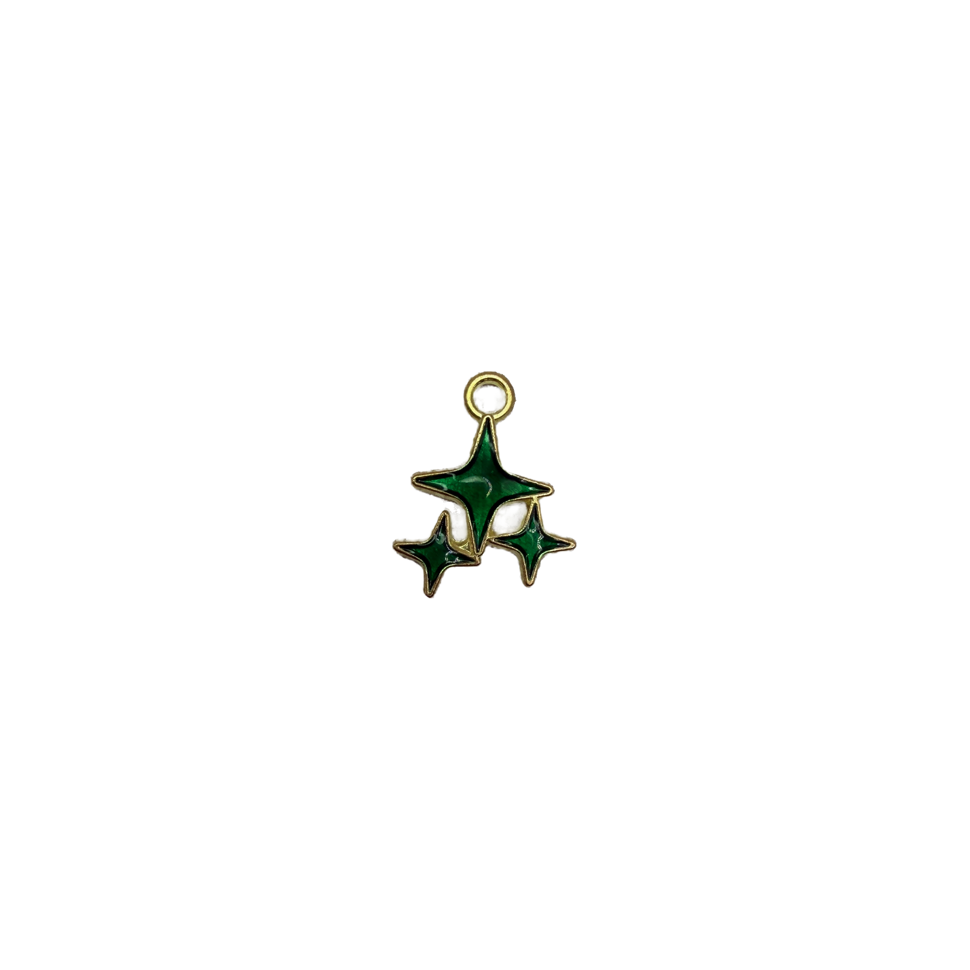 Gold-framed emerald green enamel star trio