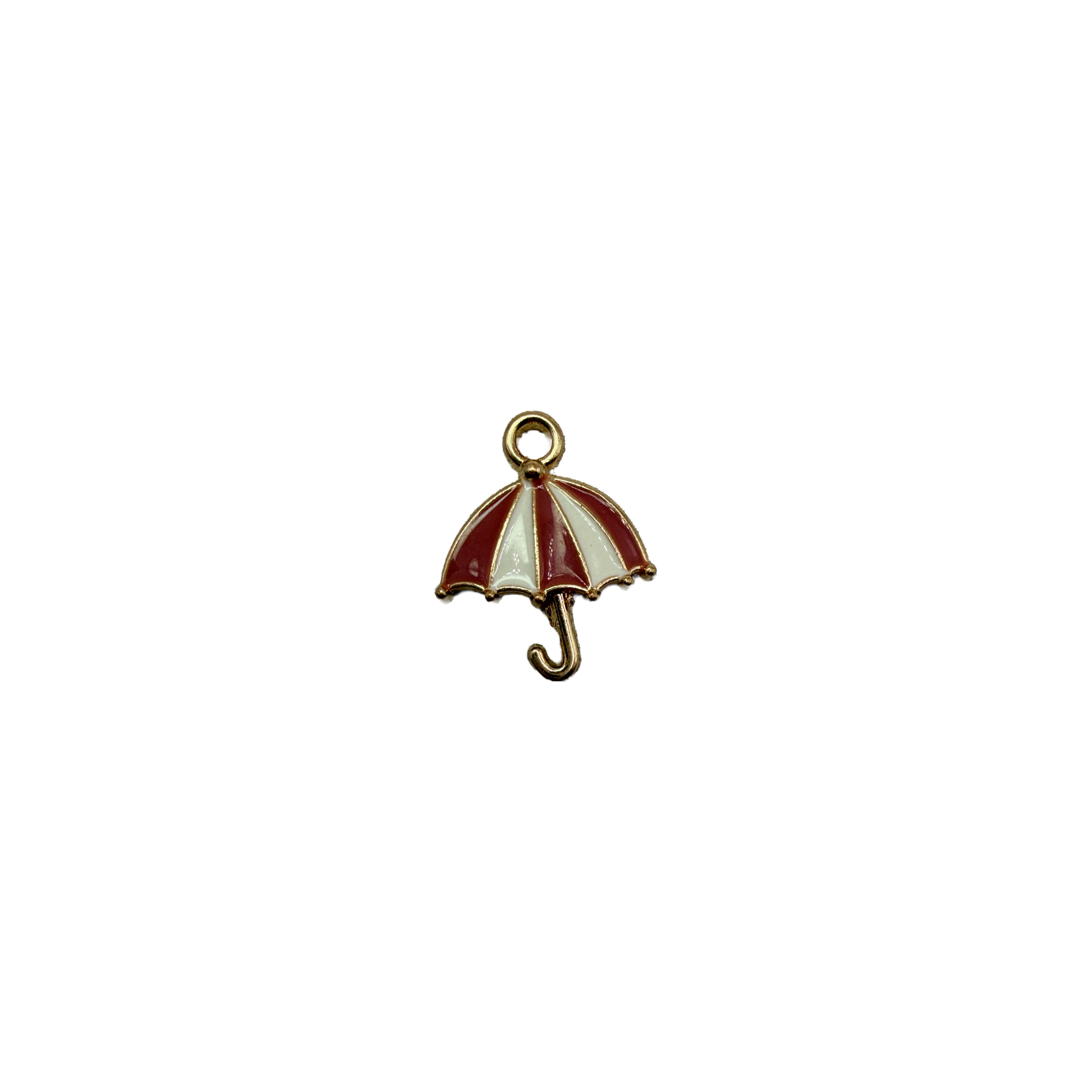 Gold umbrella with red and white enamel panels