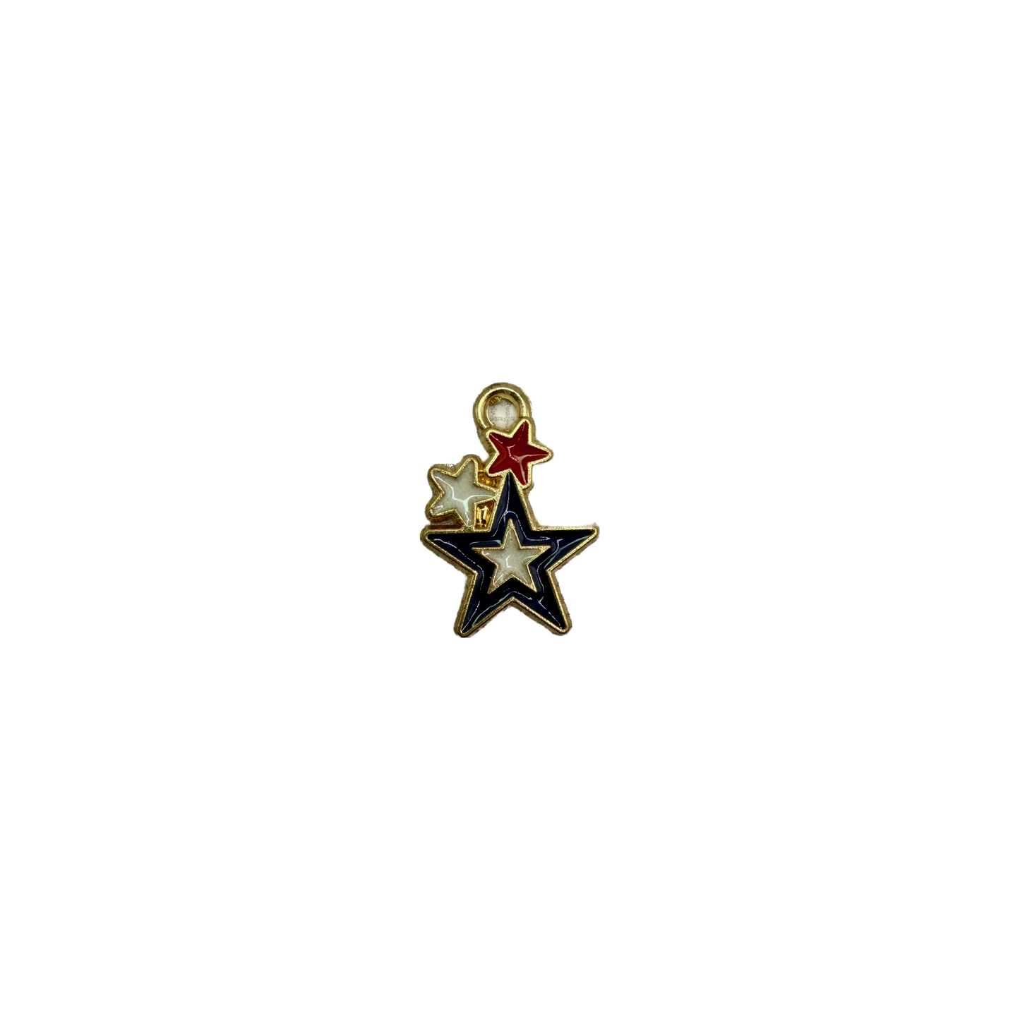 Gold-edged red, white, and navy enamel star cluster