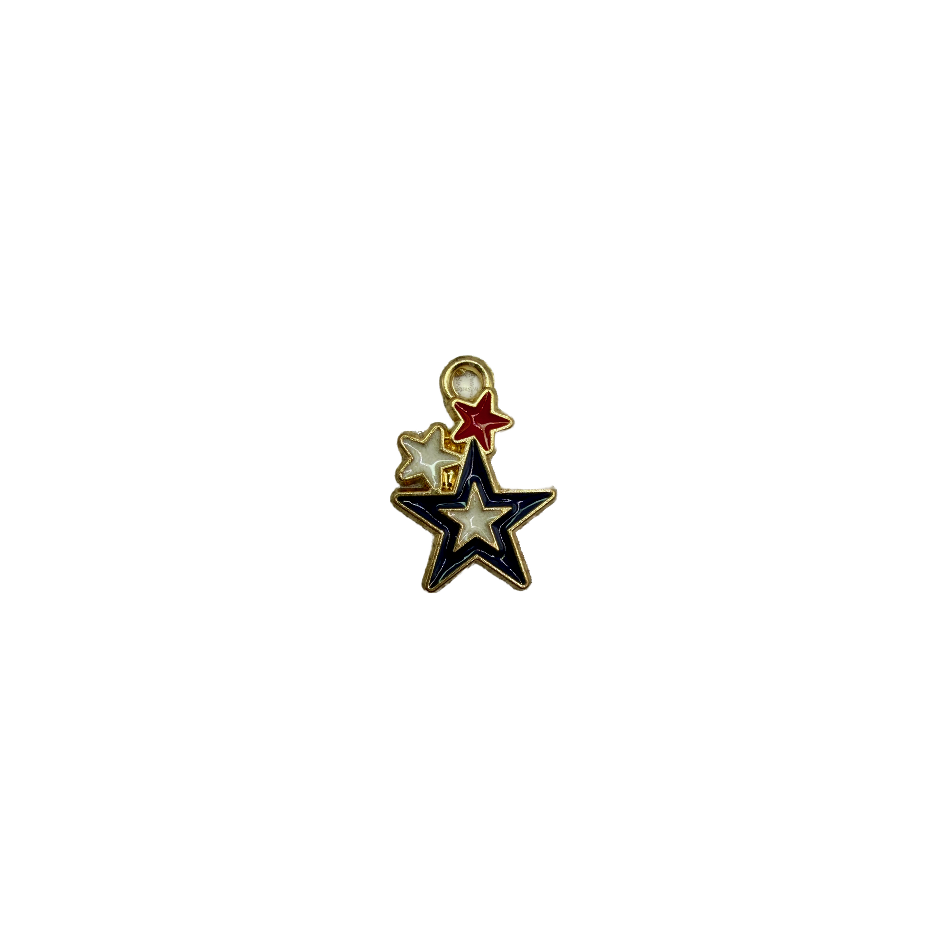 Gold-edged red, white, and navy enamel star cluster