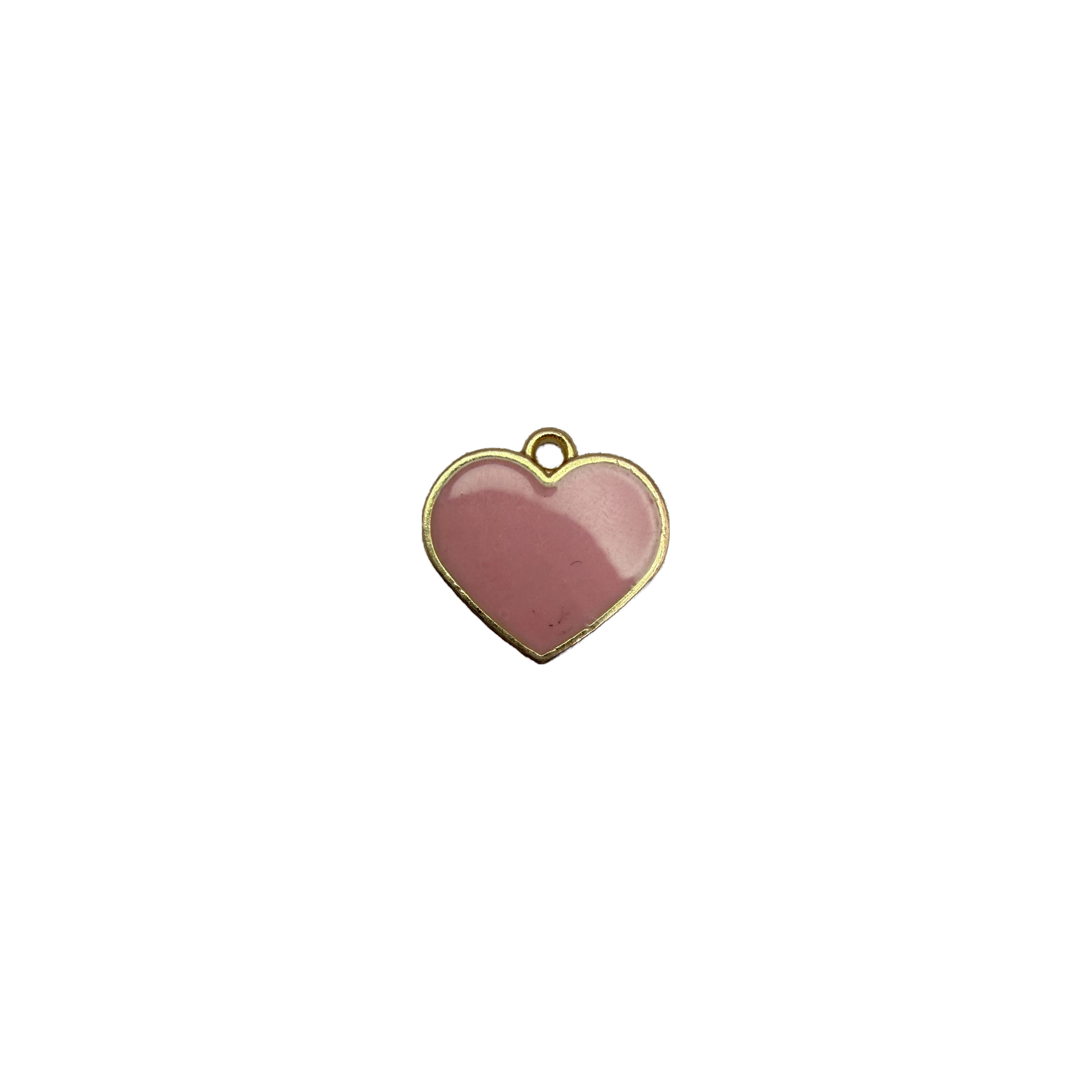 Blush-pink enamel heart with gold trim