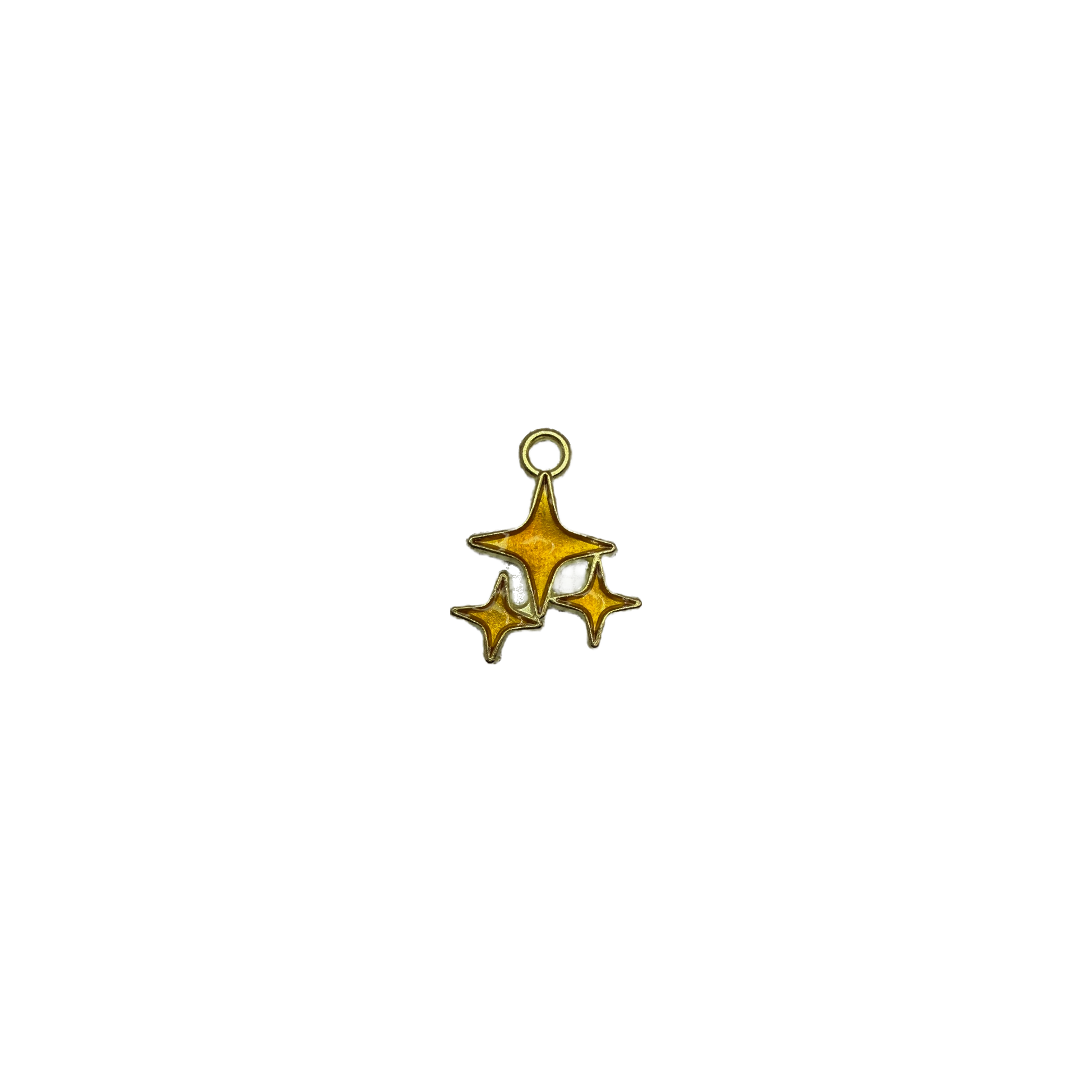 Gold sparkle star trio with glossy amber enamel