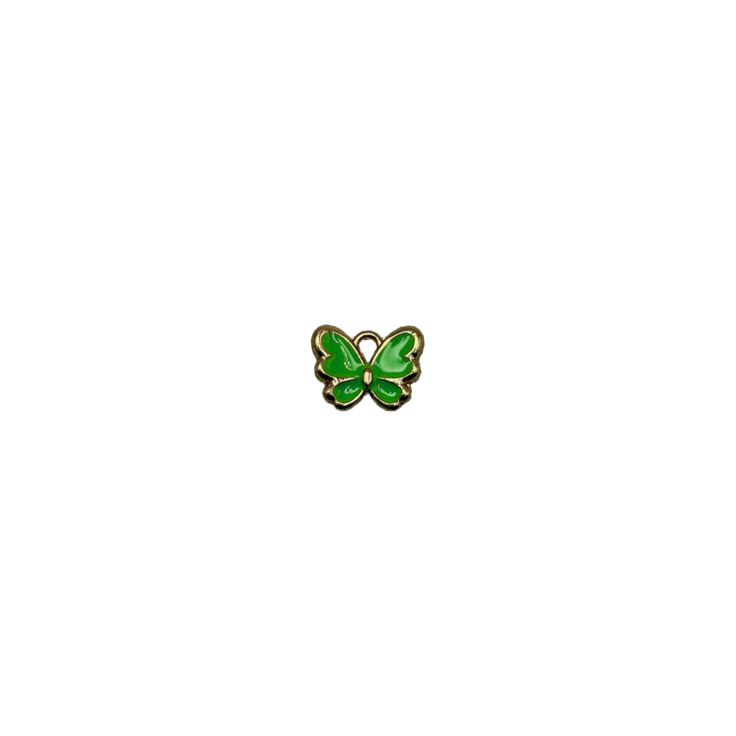 Green enamel butterfly with gold outline