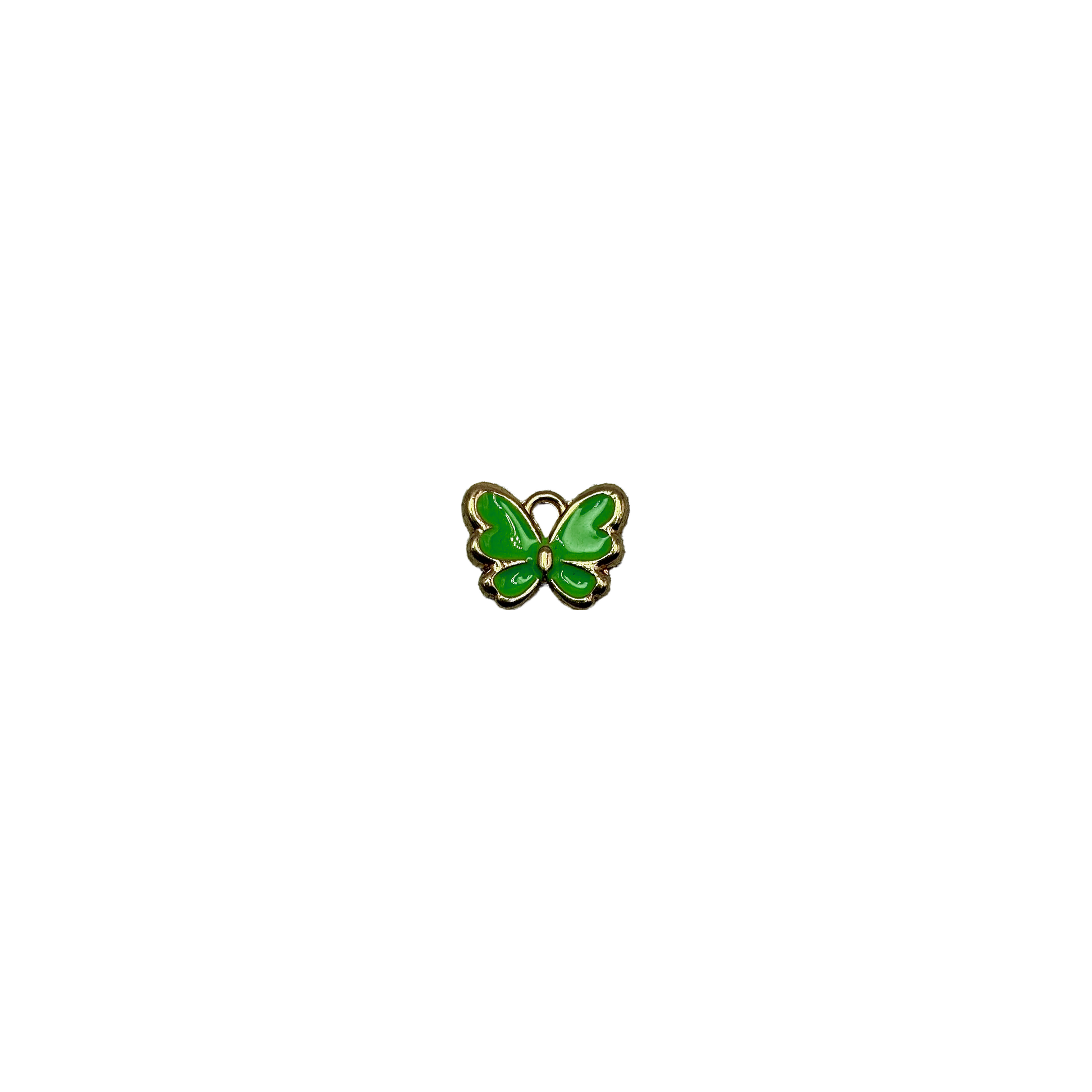 Green enamel butterfly with gold outline