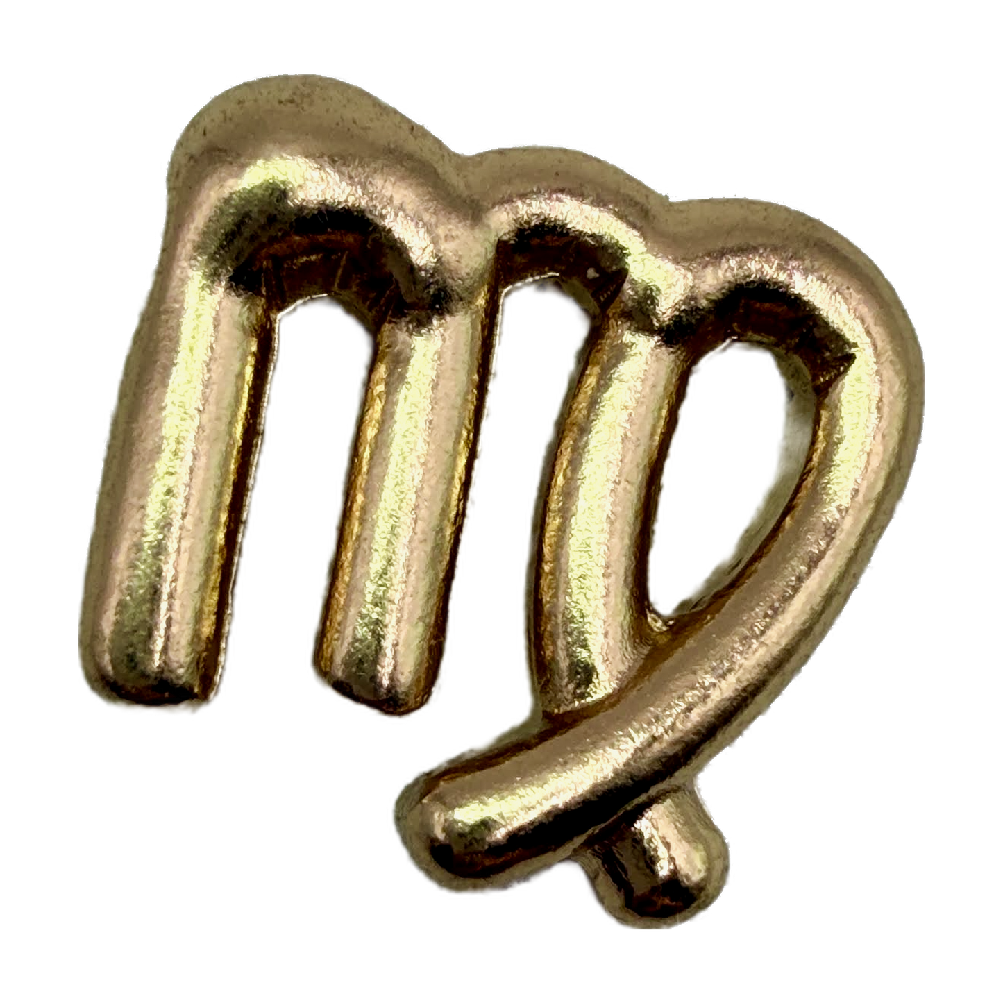 Polished gold Virgo zodiac glyph symbol