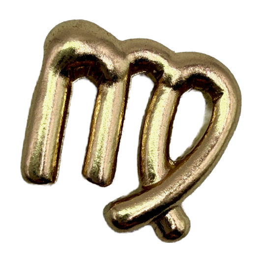 Polished gold Virgo zodiac glyph symbol
