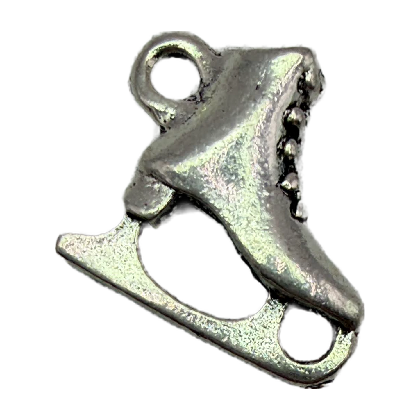 Antique silver figure skate boot with blade and lace detailing