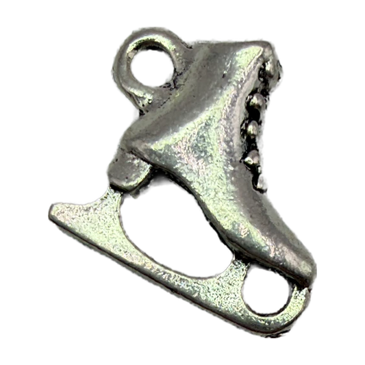 Antique silver figure skate boot with blade and lace detailing