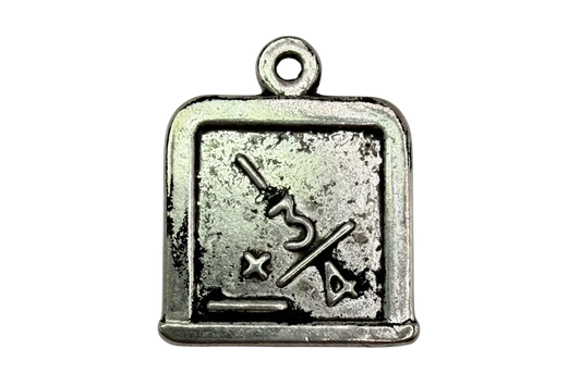 Antique silver math screen charm with embossed numbers and symbols