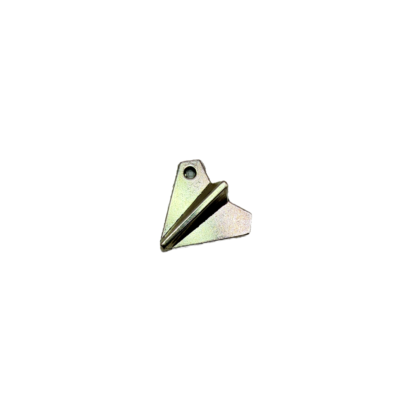 Gold origami paper airplane charm with brushed finish