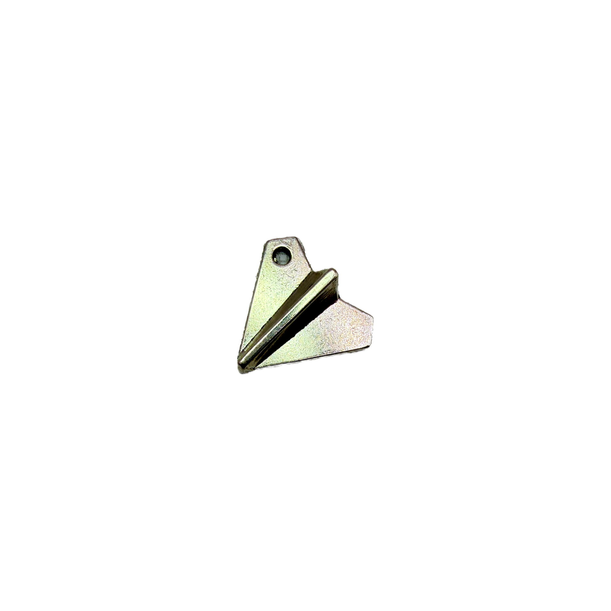 Gold origami paper airplane charm with brushed finish