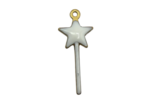 Glossy white star wand with gold outline