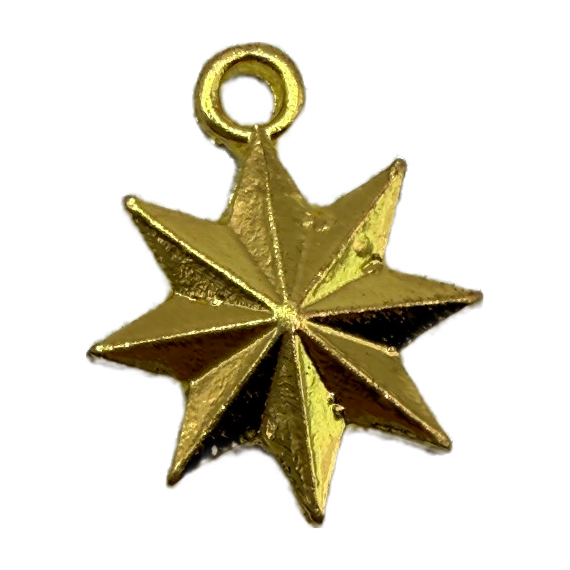 Gold faceted eight-point star charm with high-shine finish