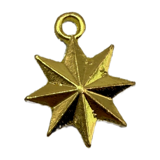 Gold faceted eight-point star charm with high-shine finish