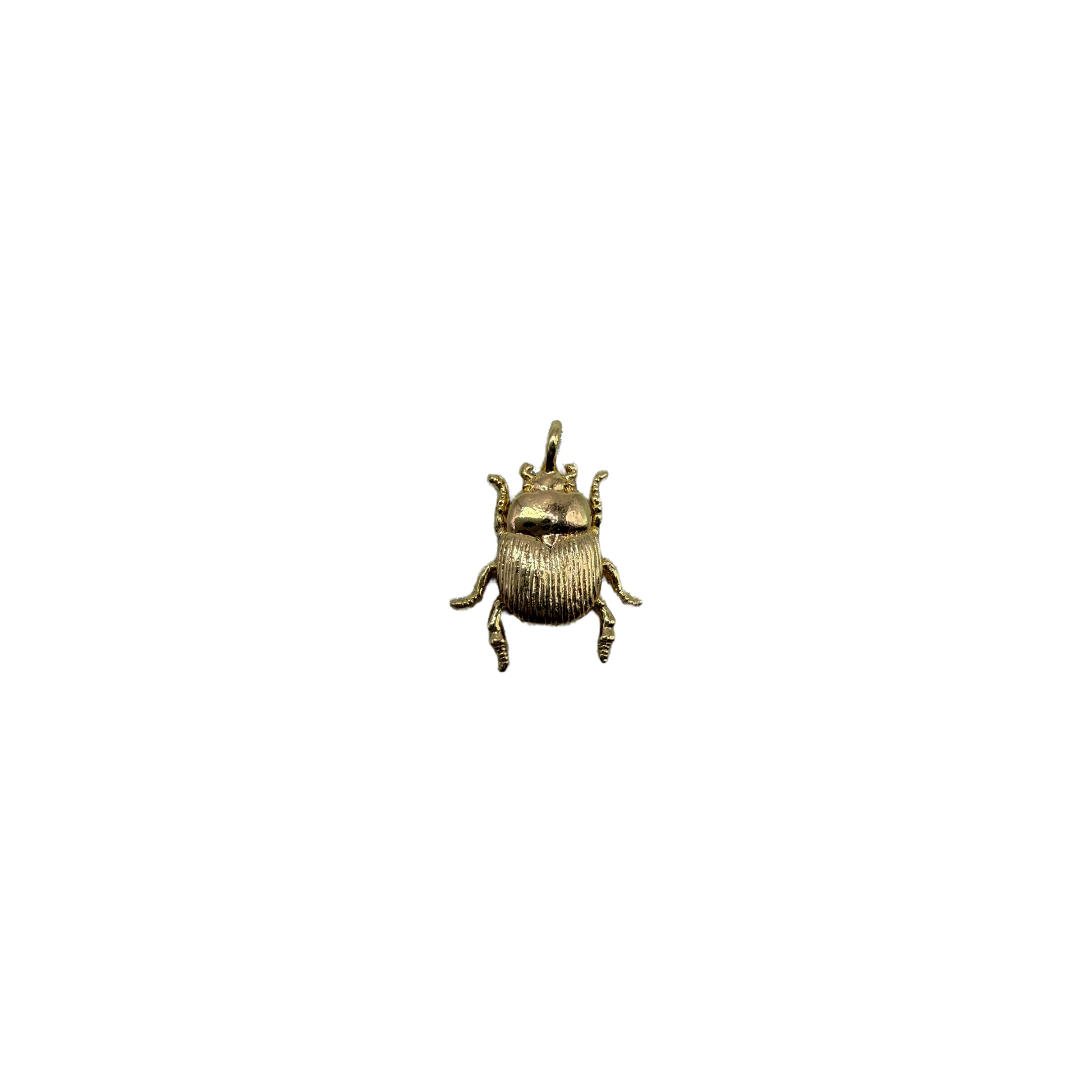 Gold scarab beetle charm with ridged detailing