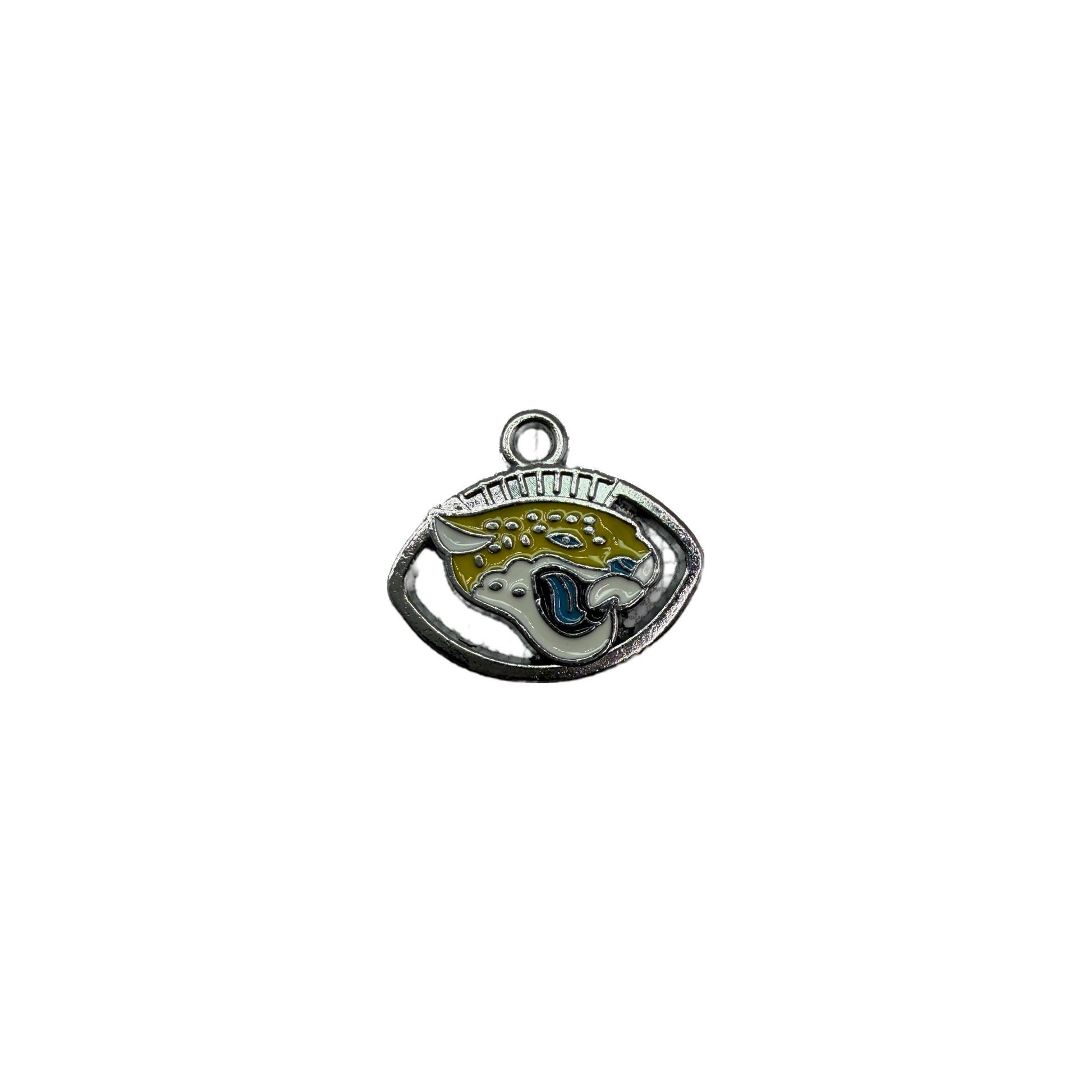 Spotted pufferfish enamel oval medallion in silver