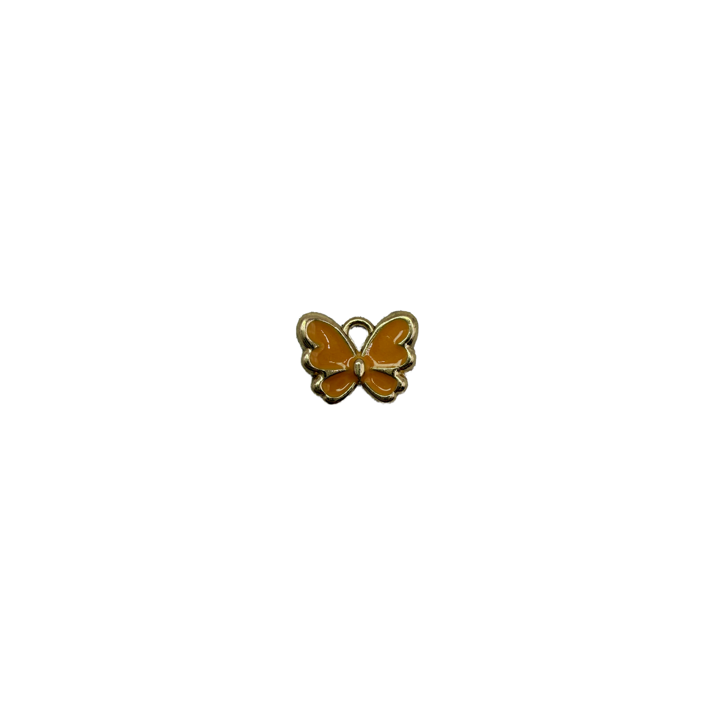 Orange enamel butterfly with gold outline