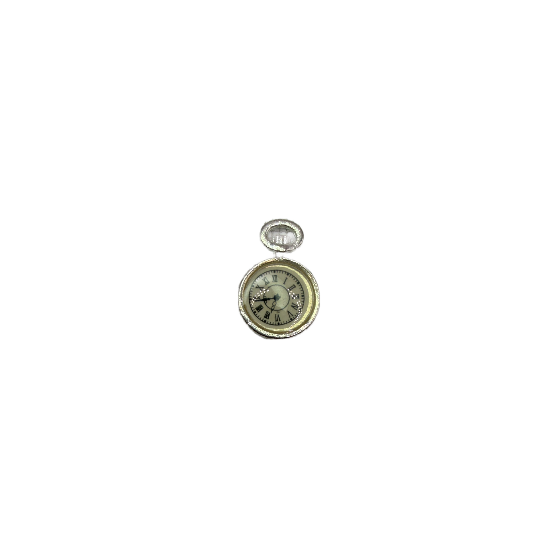 Silver pocket watch with ivory dial and Roman numerals