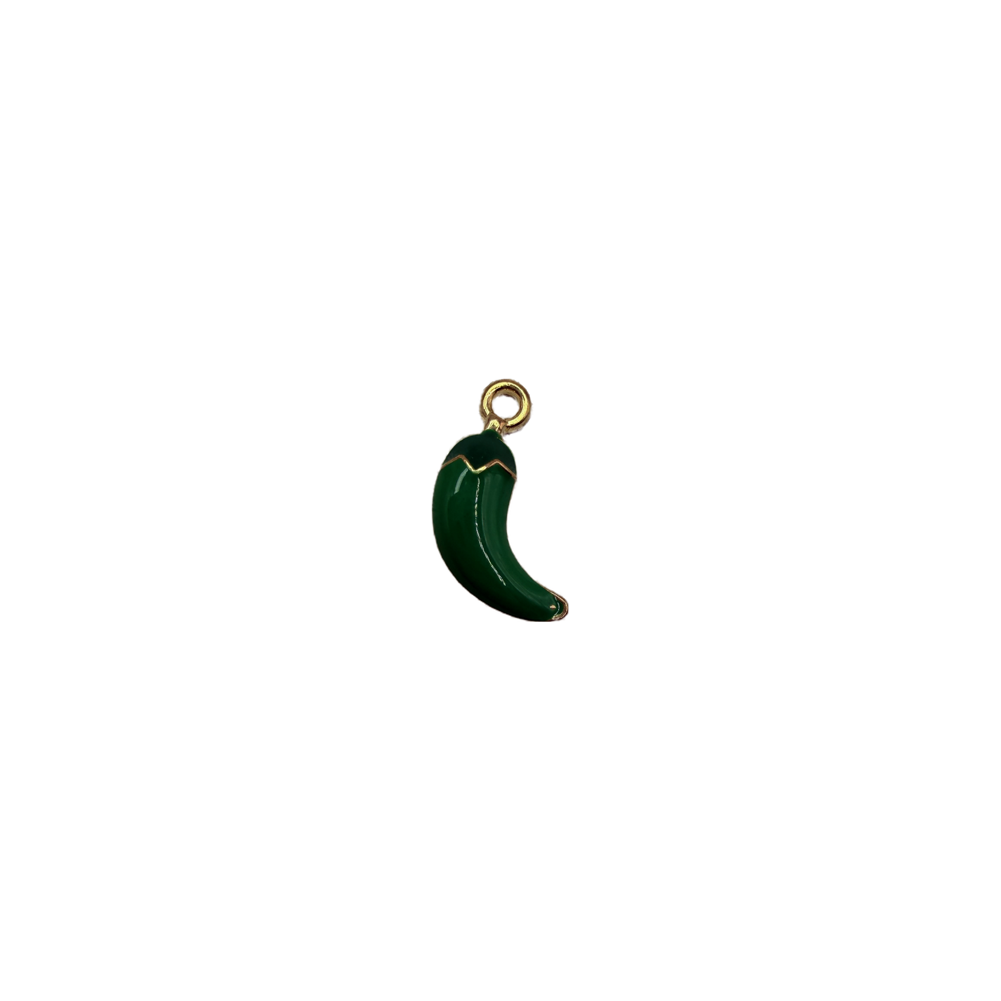 Green chili pepper charm with gold trim