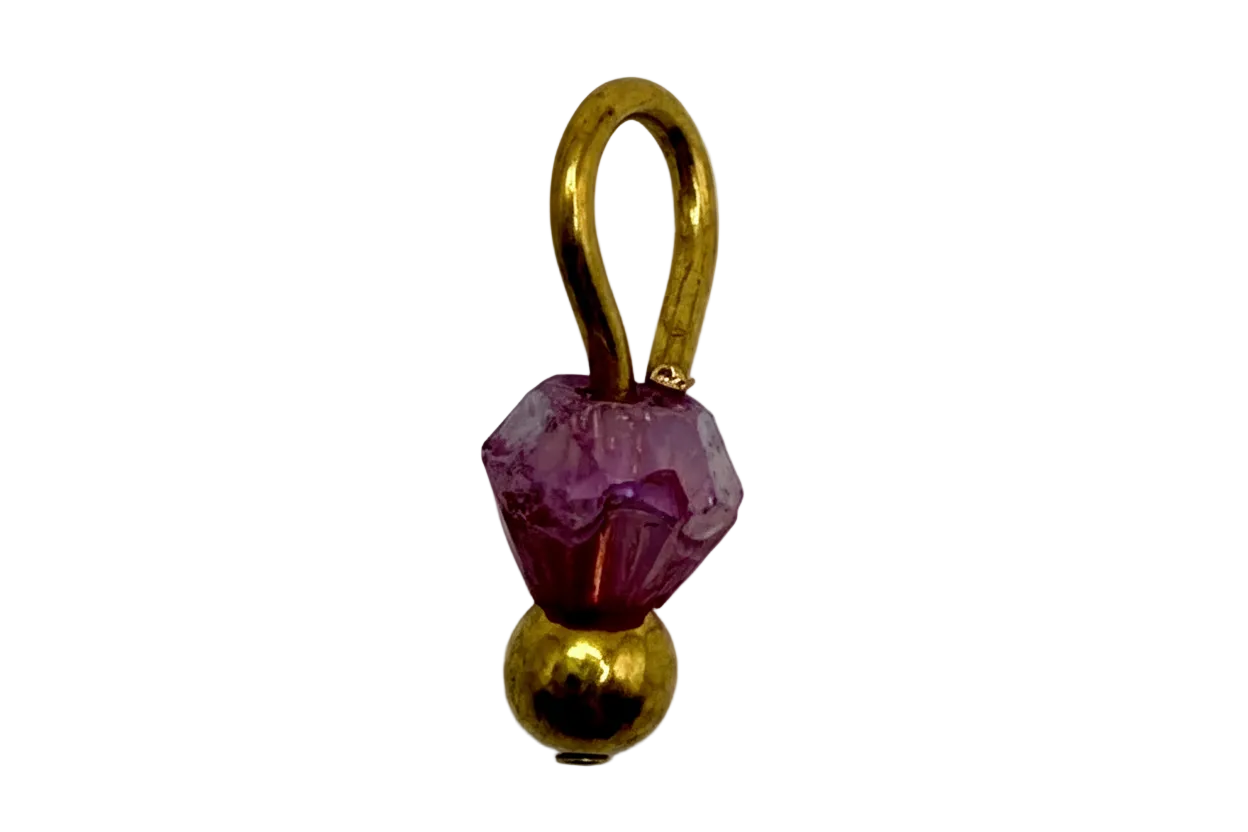 Faceted purple gem drop with polished gold finish