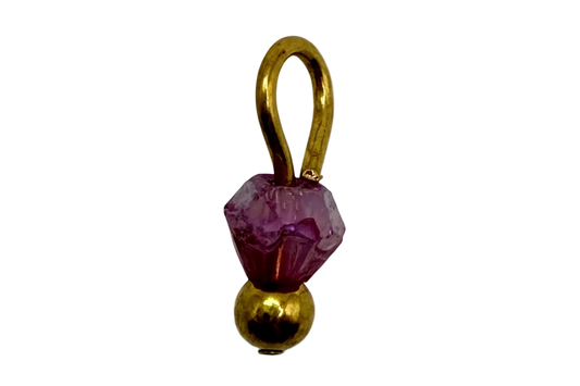 Faceted purple gem drop with polished gold finish