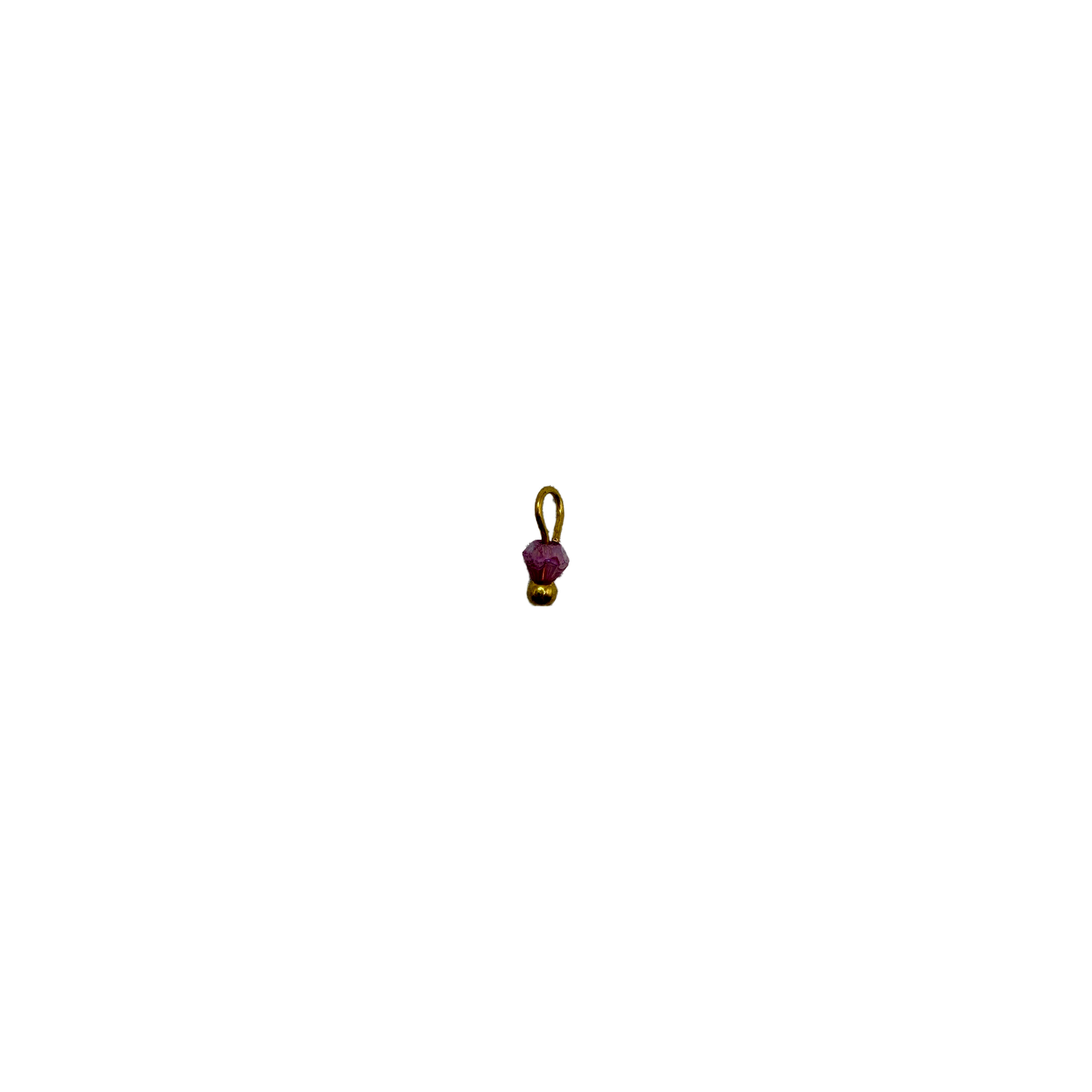 Purple faceted gem drop in polished gold