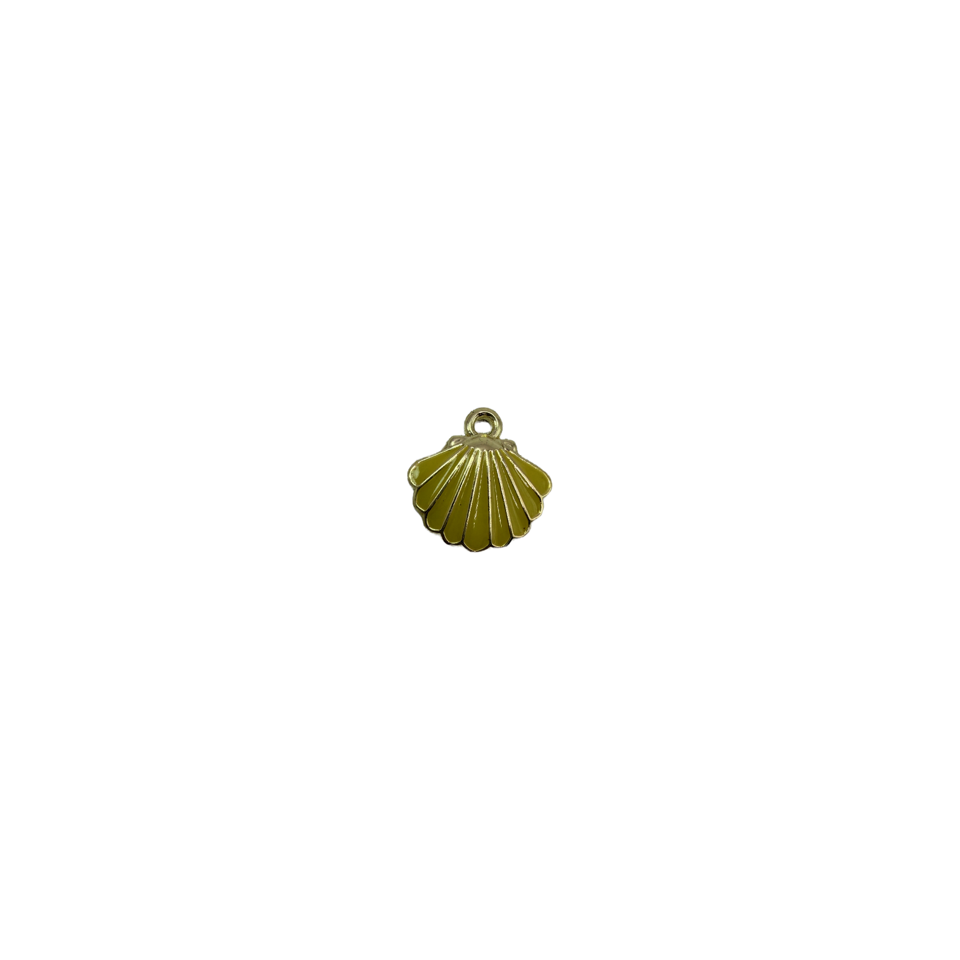 Olive enamel scallop shell with gold outline