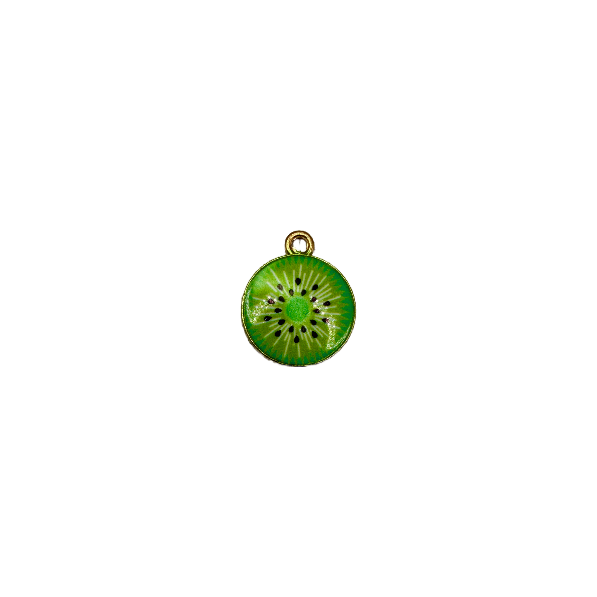 Green kiwi slice disc with gold rim