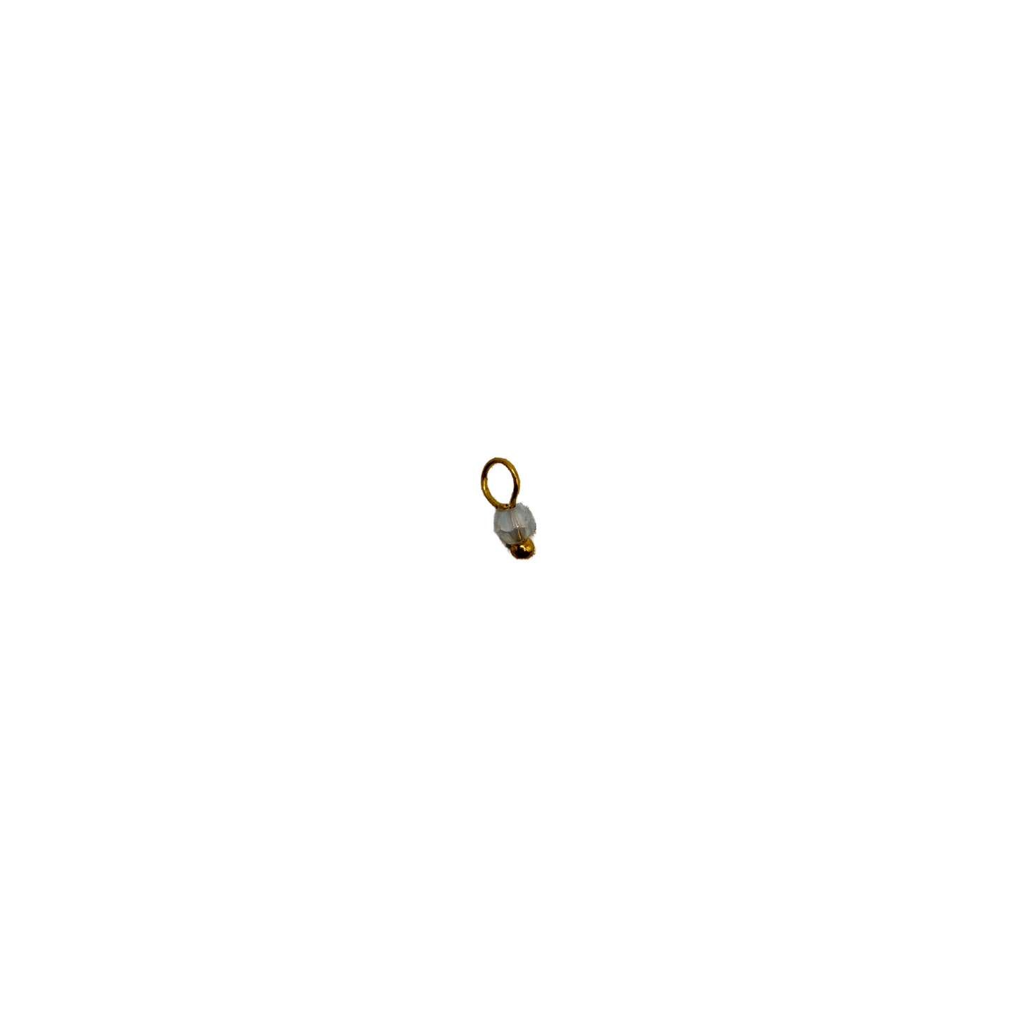 Gold safety pin with opalescent faceted bead