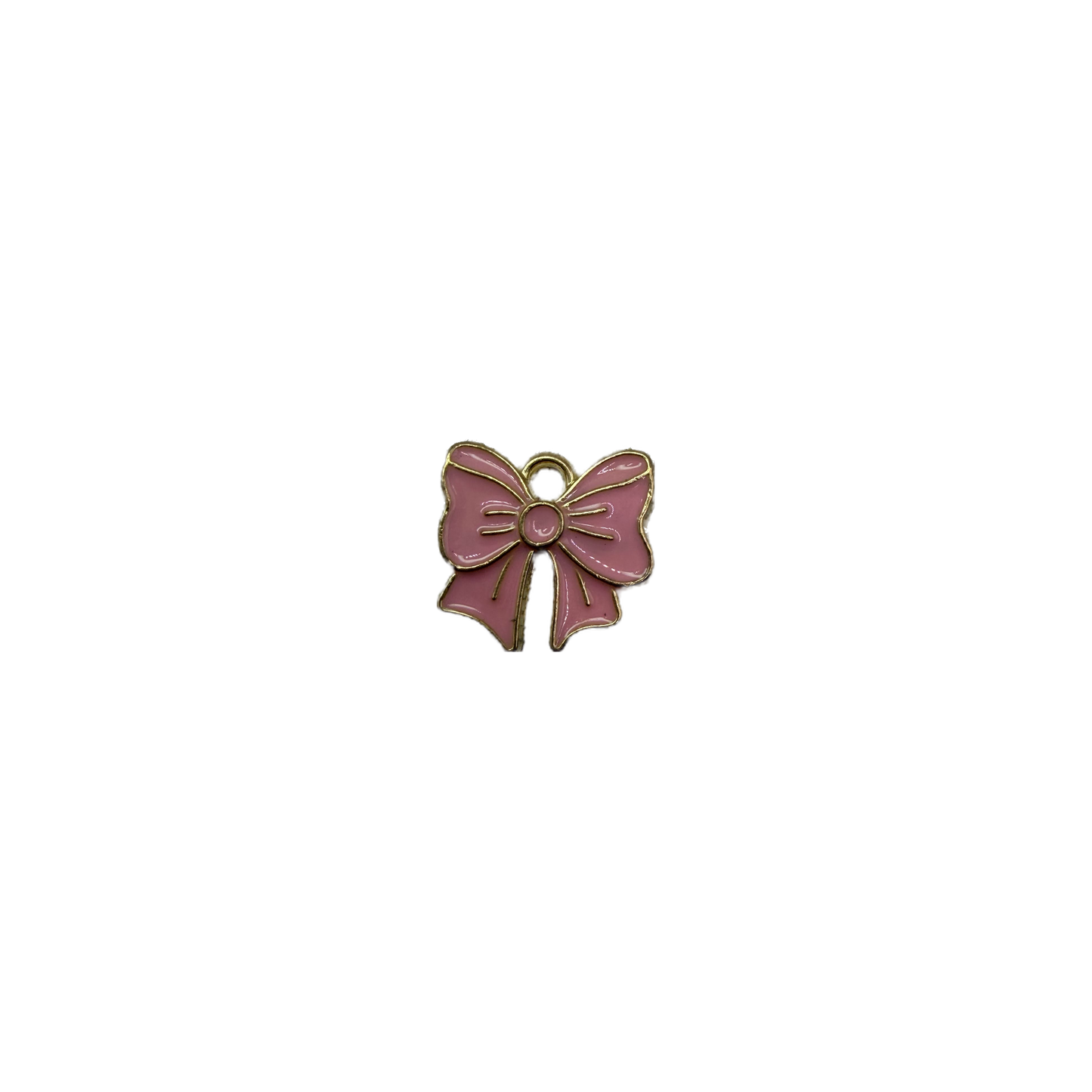 Pink enamel bow with gold outline