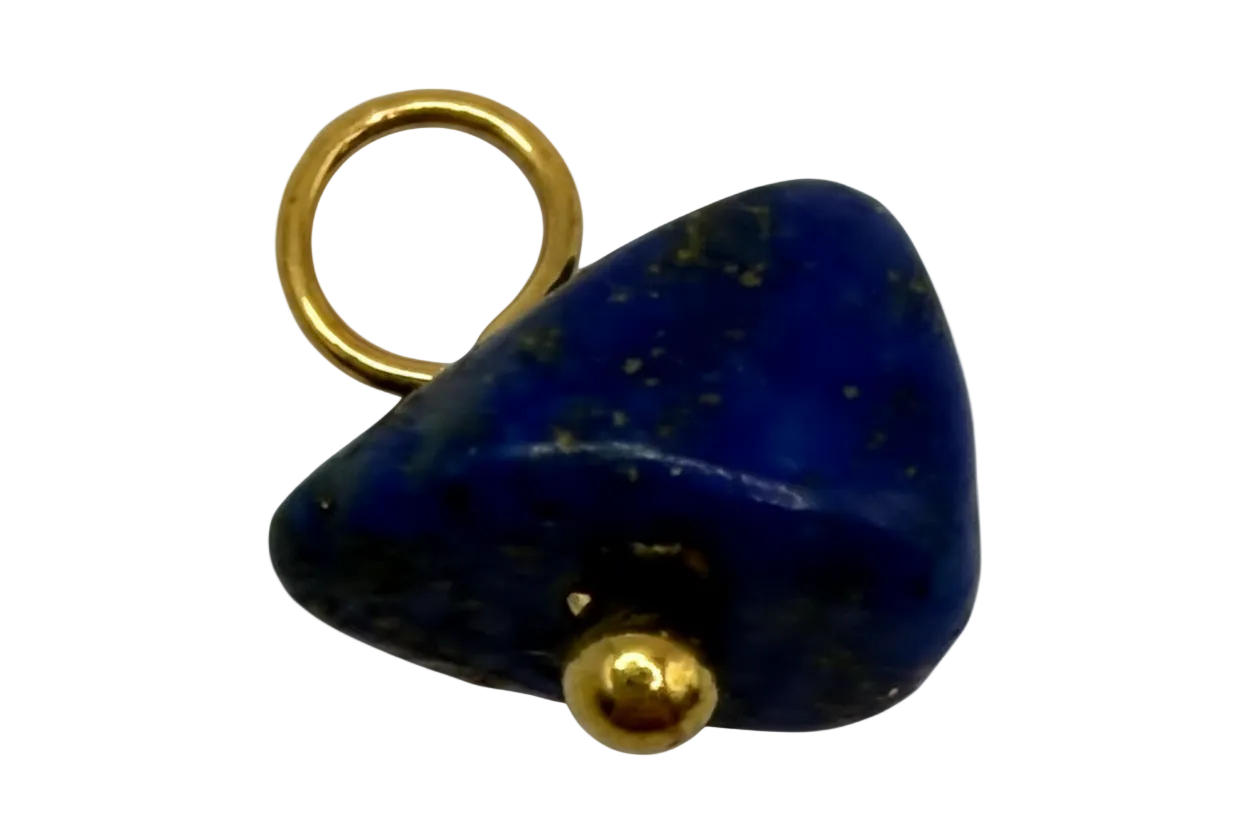Domed midnight blue heart with glossy finish and gold accents