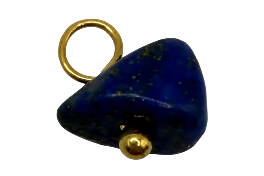 Domed midnight blue heart with glossy finish and gold accents