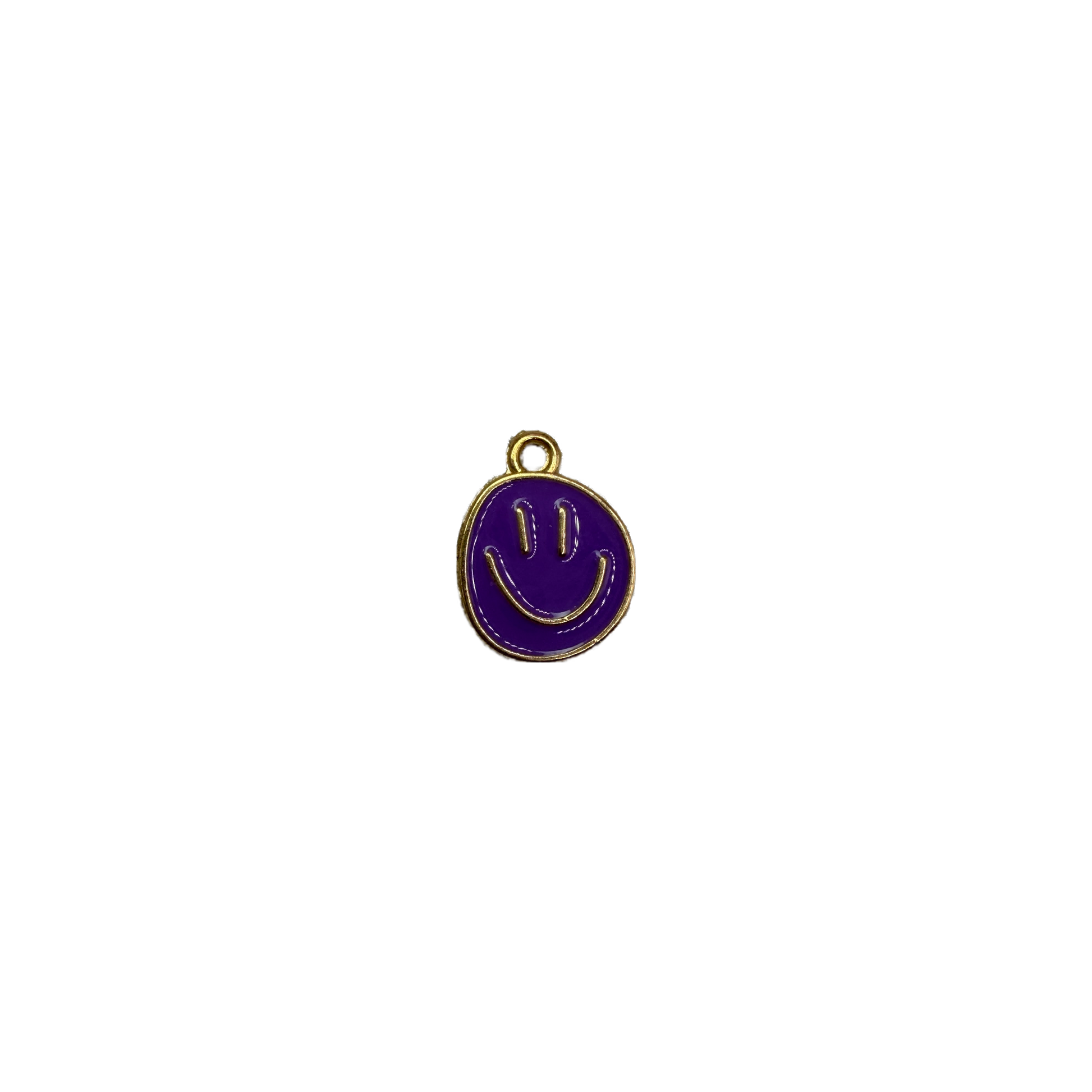 Purple smiley face disc with gold outline