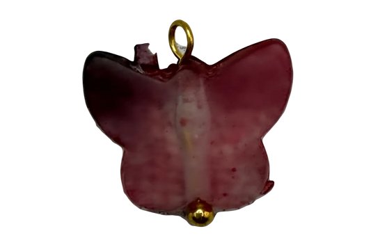 Marbled pink butterfly charm with glossy finish and gold detailing