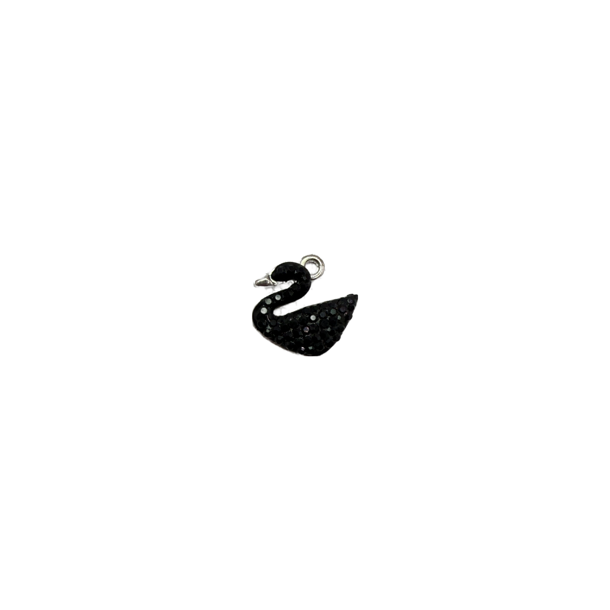 Silver swan with black pavé crystals