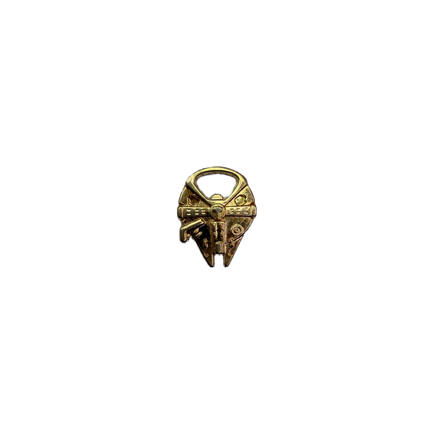 Gold retro spaceship icon with raised details