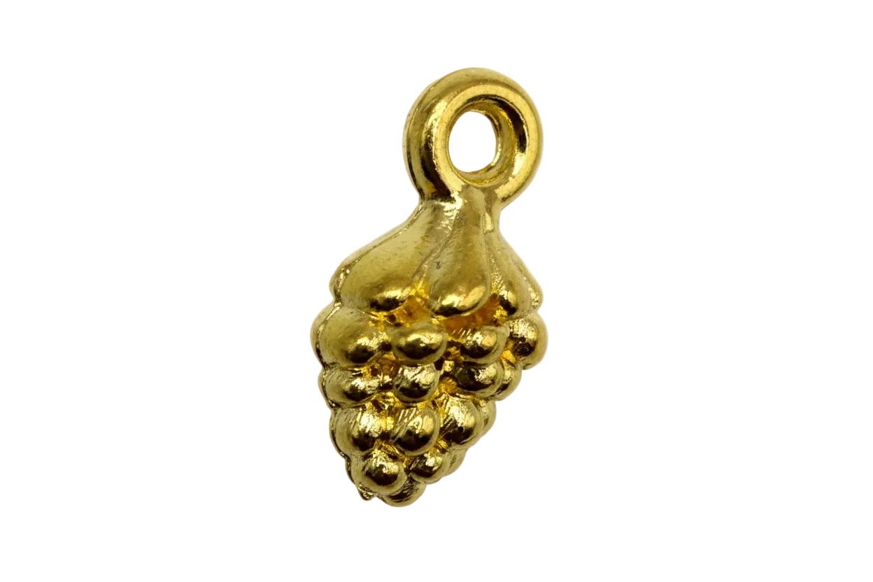 Glossy gold grape cluster with sculpted, textured details