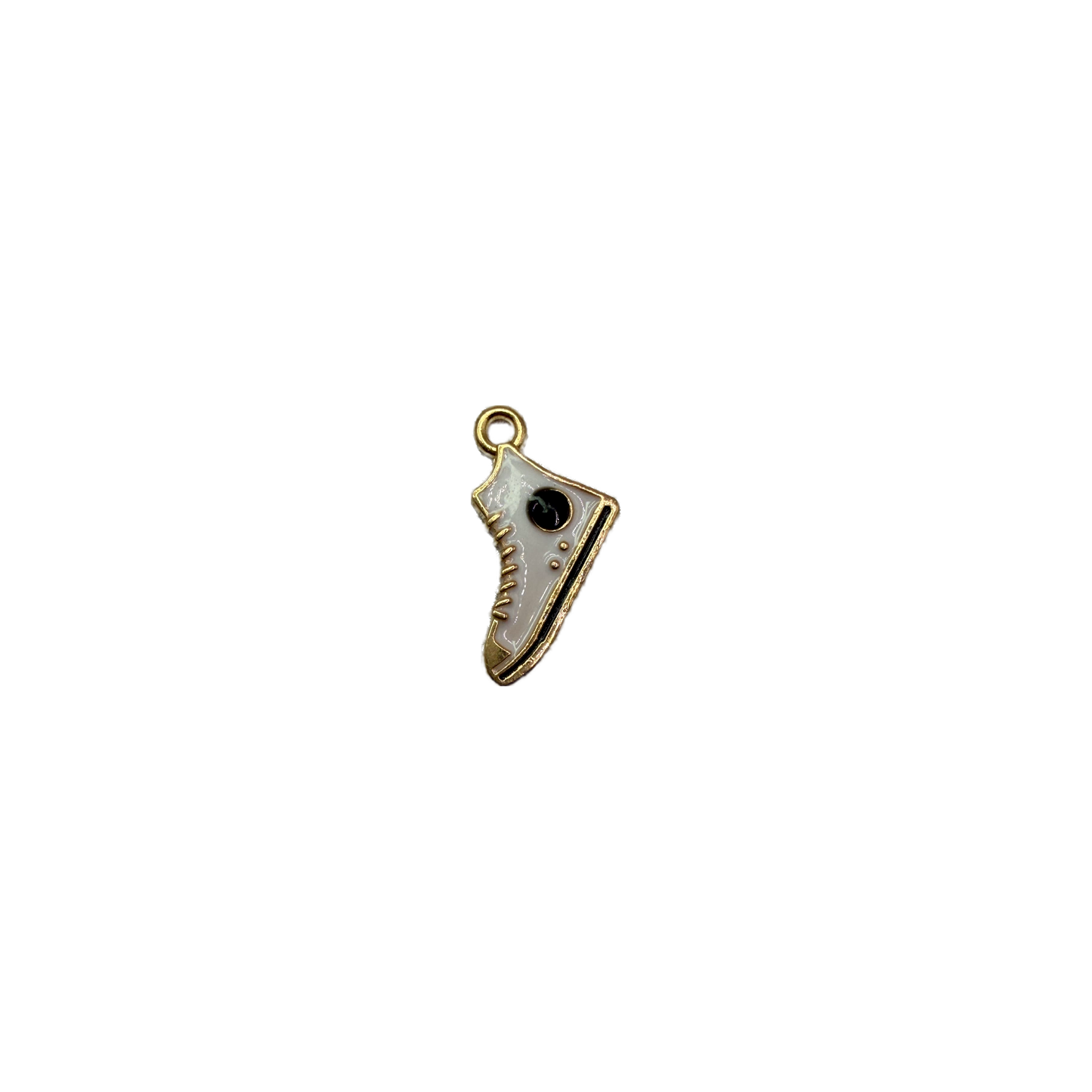White enamel sneaker with gold outline