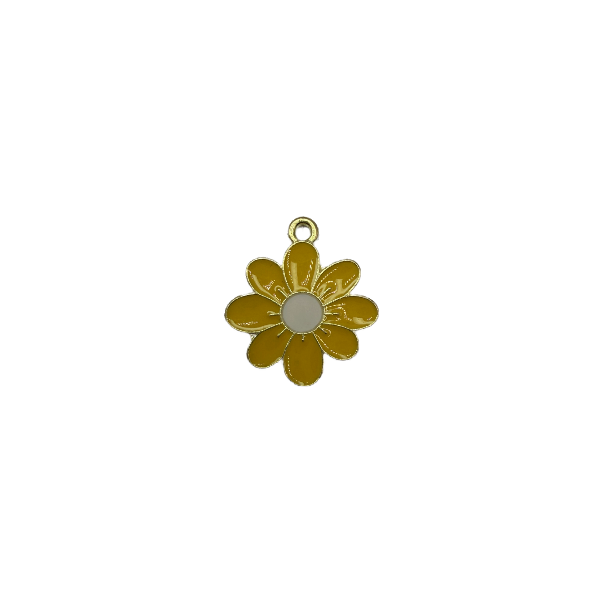 Yellow daisy with white center and gold outline