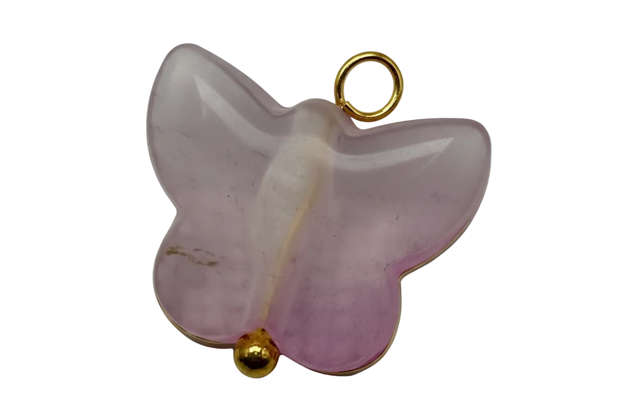 Translucent pastel lilac butterfly charm with gold accents