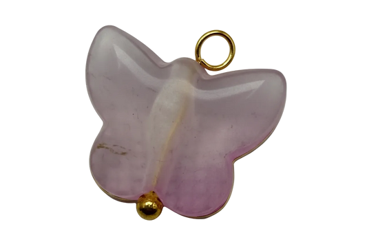 Translucent pastel lilac butterfly charm with gold accents