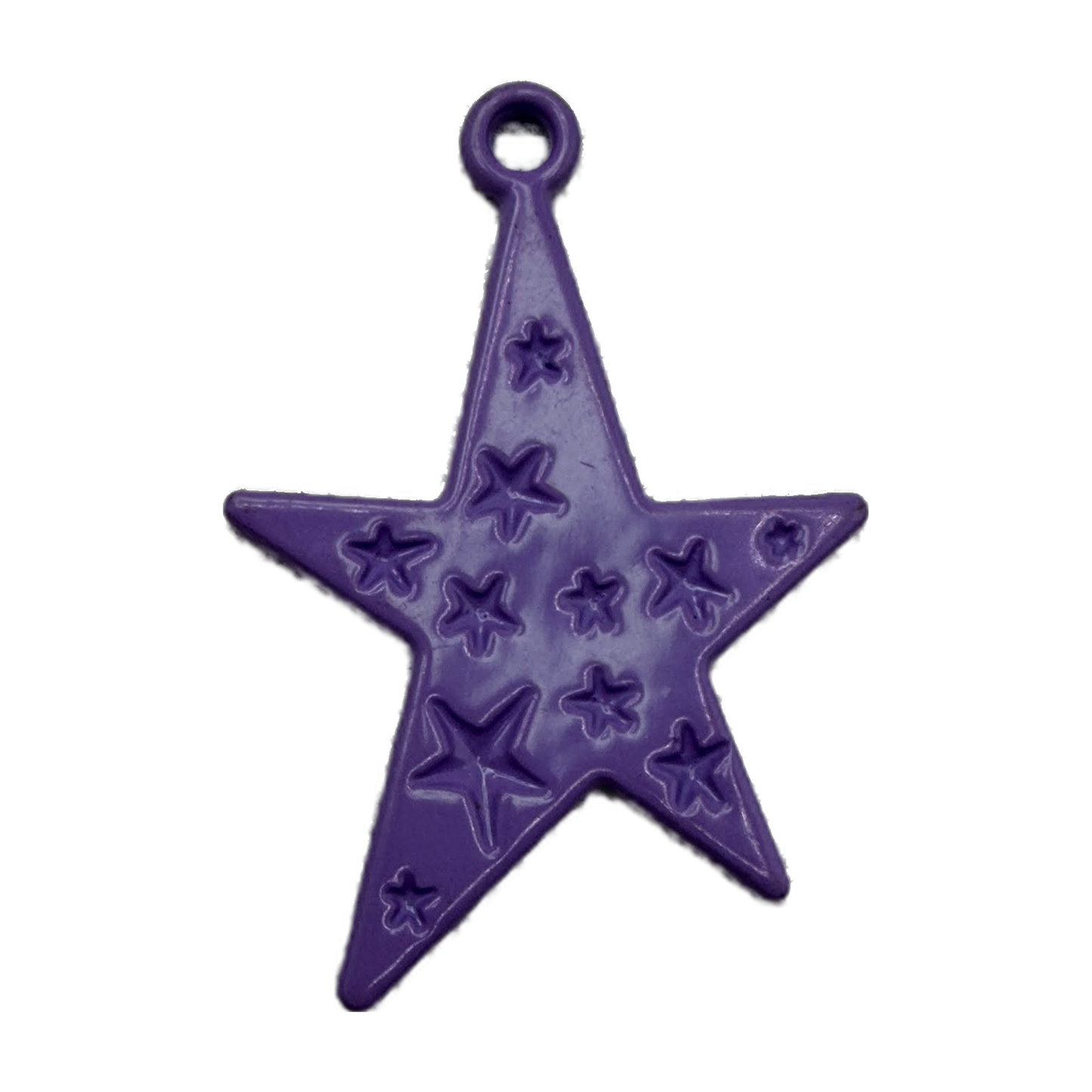 Glossy purple star pendant with embossed star pattern